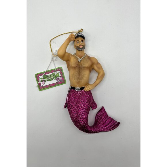 December Diamonds MERMAN Mermaid Man Gay Who's Your Daddy Bear ornament NWT - Picture 6 of 6